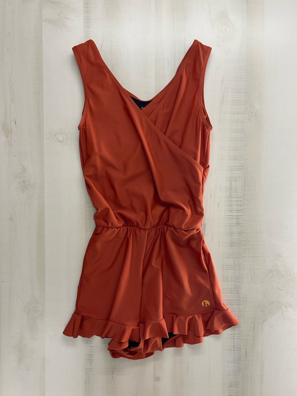 HONEY MARK ginger swim romper vacation travel XS Orange $149